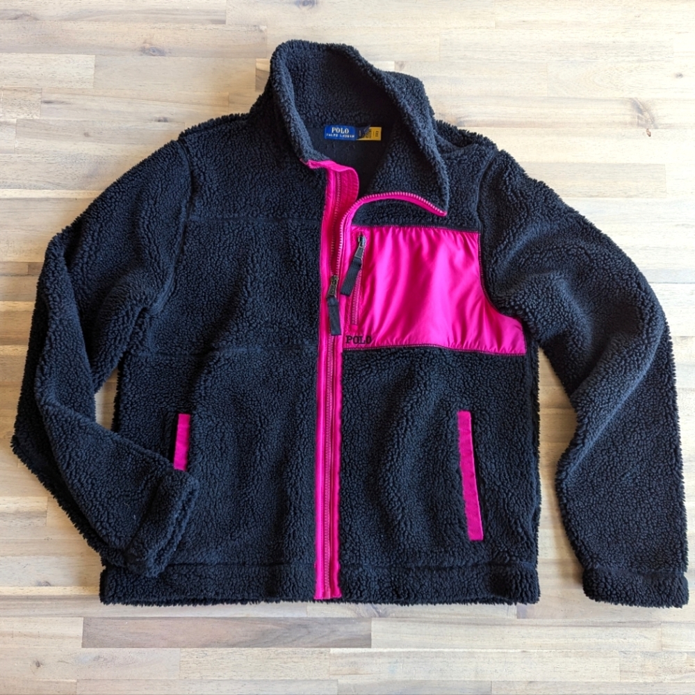 POLO Black & Pink Sherpa Jacket‎